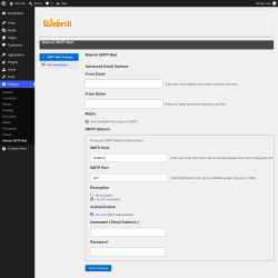 Page screenshot: Settings &rarr; Webriti SMTP Mail