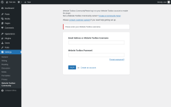 Page screenshot: Settings → Website Toolbox Community