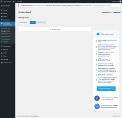 Page screenshot: WebToffee Product Feed → Manage Feeds