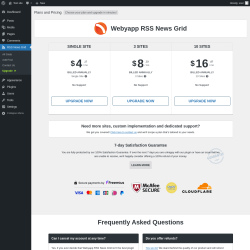 Page screenshot: RSS News Grid &rarr; Upgrade&nbsp;&nbsp;➤
