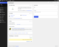 Page screenshot: Dashboard &lsaquo; Test site &mdash; WordPress