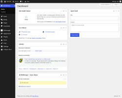 Page screenshot: Dashboard &lsaquo; Test site &mdash; WordPress