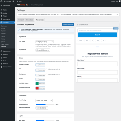 Page screenshot: Domains &rarr; Settings &rarr; 
                    Appearance                