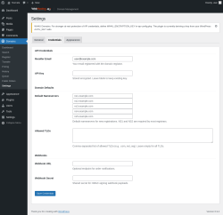 Page screenshot: Domains &rarr; Settings &rarr; 
                    Credentials                