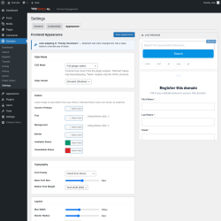 Page screenshot: Domains &rarr; Settings &rarr; 
                    Appearance                