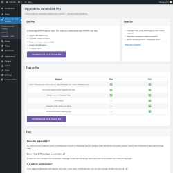 Page screenshot: WhatsLink Click Tracker &rarr; Upgrade