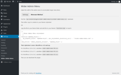 Page screenshot: Settings  → Wider Admin Menu → Alternate Method