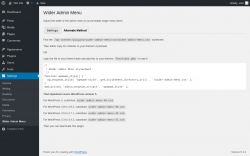 Page screenshot: Settings → Wider Admin Menu → Alternate Method