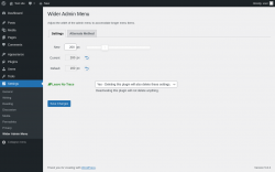 Page screenshot: Settings → Wider Admin Menu