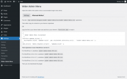 Page screenshot: Settings → Wider Admin Menu → Alternate Method