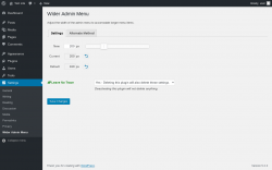 Page screenshot: Settings → Wider Admin Menu