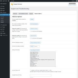 Page screenshot: Google Reviews → Support → 
                        Advance Options                    