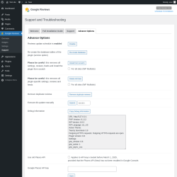 Page screenshot: Google Reviews → Support → 
                        Advance Options                    