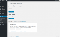 Page screenshot: Tools → Widget Importer & Exporter