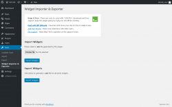 Page screenshot: Tools → Widget Importer & Exporter