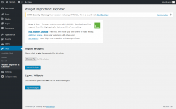 Page screenshot: Tools → Widget Importer & Exporter