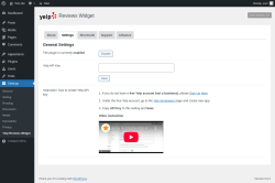 Page screenshot: Settings → Yelp Reviews Widget → Settings