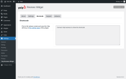 Page screenshot: Settings → Yelp Reviews Widget → Shortcode
