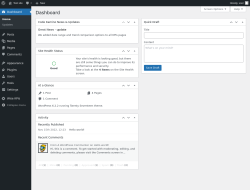 Page screenshot: Dashboard &lsaquo; Test site &mdash; WordPress