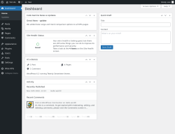 Page screenshot: Dashboard &lsaquo; Test site &mdash; WordPress