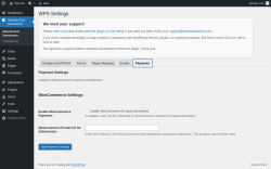 Page screenshot: Wizweb Post Submission → Payments