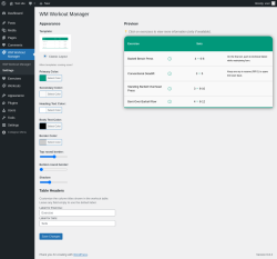 Page screenshot: WM Workout Manager → Settings