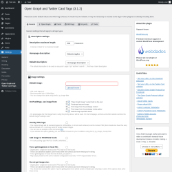 Page screenshot: Settings &rarr; Open Graph and Twitter Card Tags