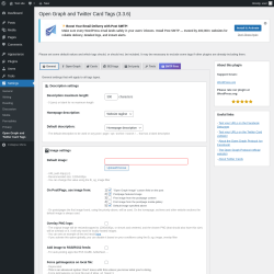 Page screenshot: Settings &rarr; Open Graph and Twitter Card Tags &rarr; 
																		General								