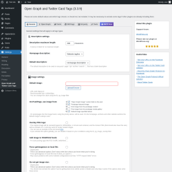 Page screenshot: Settings &rarr; Open Graph and Twitter Card Tags &rarr; 
																		General								