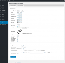 Page screenshot: Woo 3D Viewer PRO &lsaquo; Test site &mdash; WordPress