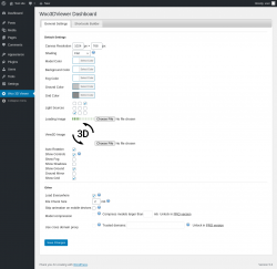 Page screenshot: Woo 3D Viewer &lsaquo; Test site &mdash; WordPress