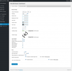 Page screenshot: Woo 3D Viewer &lsaquo; Test site &mdash; WordPress