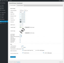 Page screenshot: Woo 3D Viewer &lsaquo; Test site &mdash; WordPress