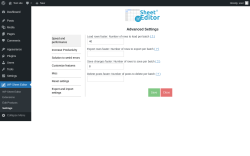 Page screenshot: WP Sheet Editor → Settings
