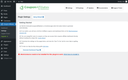 Page screenshot: Coupon Affiliates → Settings