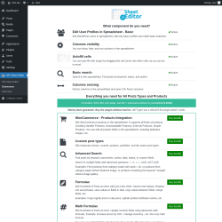 Page screenshot: WP Sheet Editor → Extensions