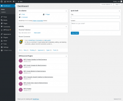 Page screenshot: Dashboard &lsaquo; Test site &mdash; WordPress