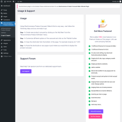 Page screenshot: Woocommerce Product Ultimate &rarr; Usage & Support