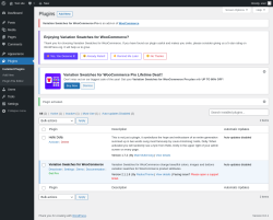 Page screenshot: Plugins &lsaquo; Test site &mdash; WordPress
