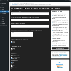 Page screenshot: Woo Tabbed &lsaquo; Test site &mdash; WordPress