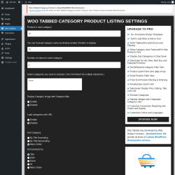 Page screenshot: Woo Tabbed &lsaquo; Test site &mdash; WordPress