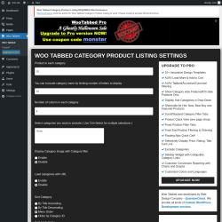 Page screenshot: Woo Tabbed &lsaquo; Test site &mdash; WordPress