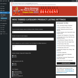 Page screenshot: Woo Tabbed &lsaquo; Test site &mdash; WordPress