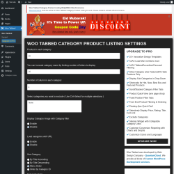 Page screenshot: Woo Tabbed &lsaquo; Test site &mdash; WordPress