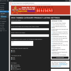 Page screenshot: Woo Tabbed &lsaquo; Test site &mdash; WordPress