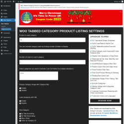 Page screenshot: Woo Tabbed &lsaquo; Test site &mdash; WordPress