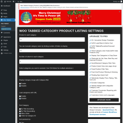 Page screenshot: Woo Tabbed &lsaquo; Test site &mdash; WordPress