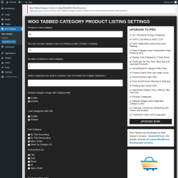 Page screenshot: Woo Tabbed &lsaquo; Test site &mdash; WordPress