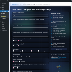 Page screenshot: Woo Tabbed &lsaquo; Test site &mdash; WordPress