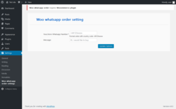 Page screenshot: Settings &rarr; Woo whatsapp order settings